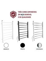 Toalheiro Térmico 2 Toalhas Com Fio Lado Esquerdo Classic Duo02b Aiello Toalheiro Duplo Preto Bivolt