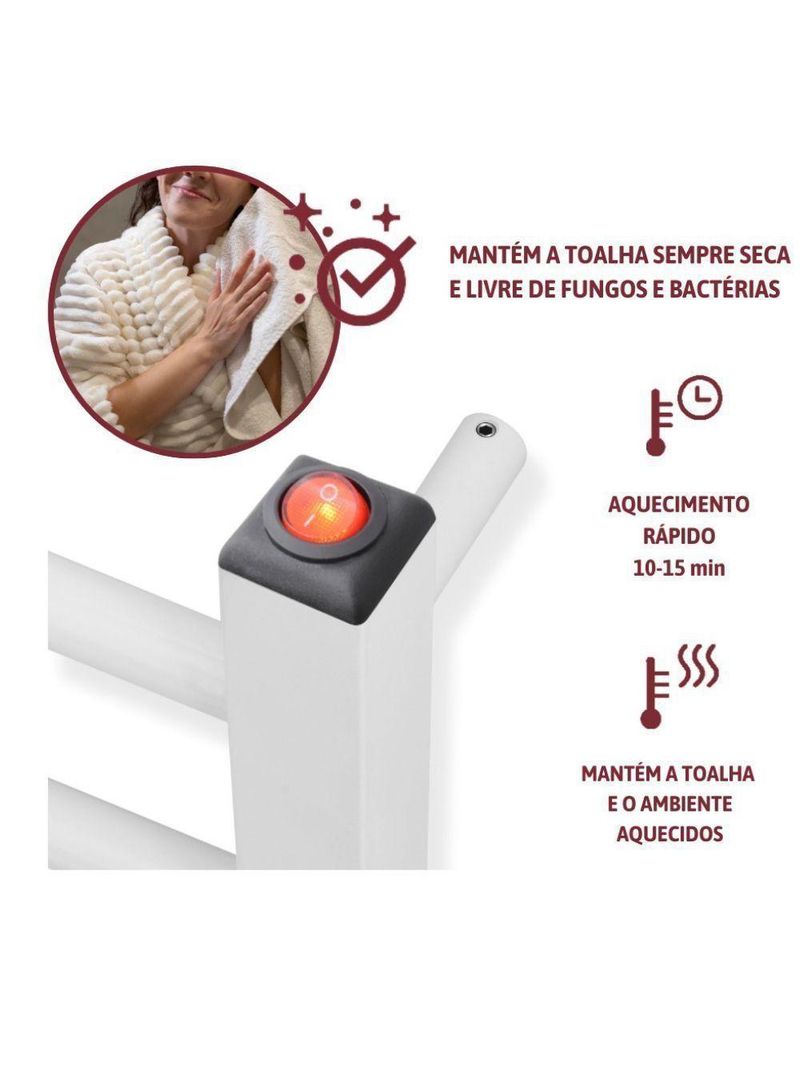 Toalheiro Térmico 2 Toalhas Com Fio Lado Esquerdo Classic Duo02b Aiello Toalheiro Duplo Preto Bivolt