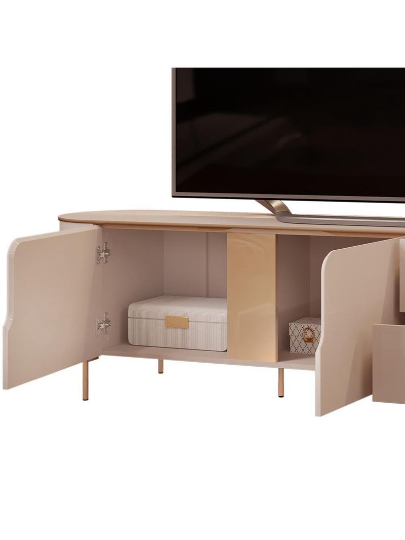 Rack Para Sala de Estar 75 Pol Orgânico Dion D05 Off White - Lyam Decor