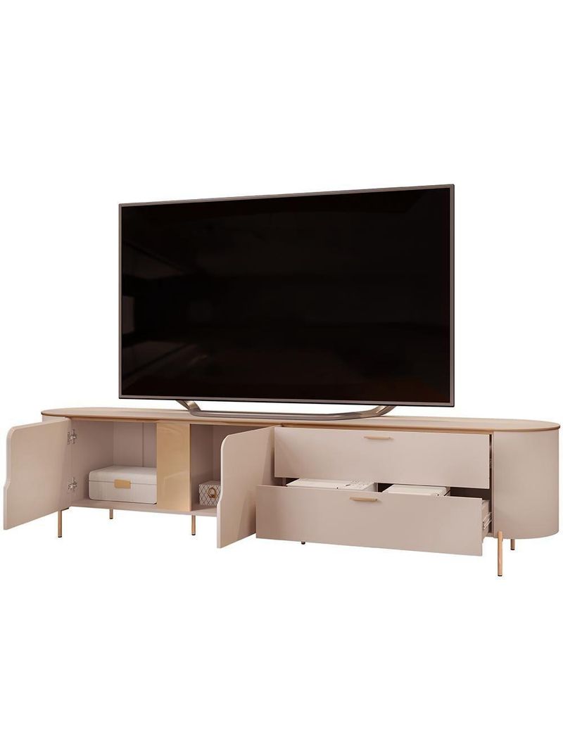 Rack Para Sala de Estar 75 Pol Orgânico Dion D05 Off White - Lyam Decor