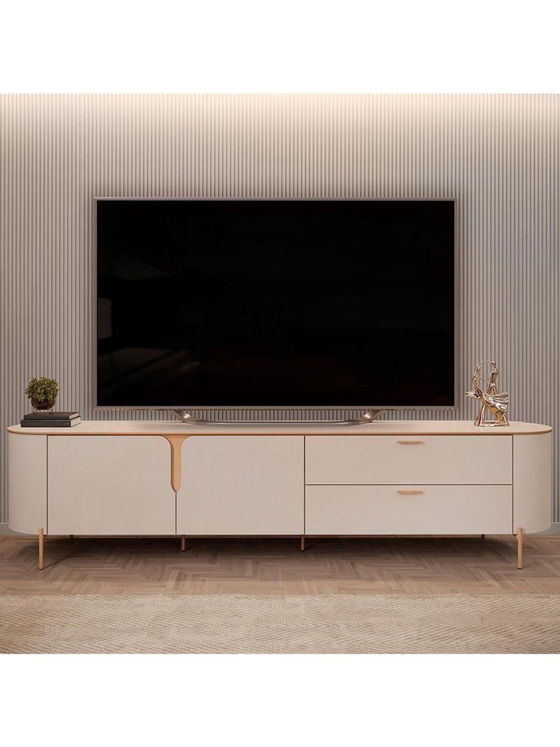 Rack Para Sala de Estar 75 Pol Orgânico Dion D05 Off White - Lyam Decor