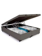Cama Box Baú Queen Bipartido Sintético Serene Cinza 158x198x44