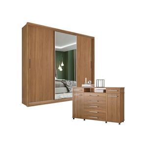 Cômoda London E Guarda Roupa Casal Dalila 32215 Amendola Off White Flex - Demóbile