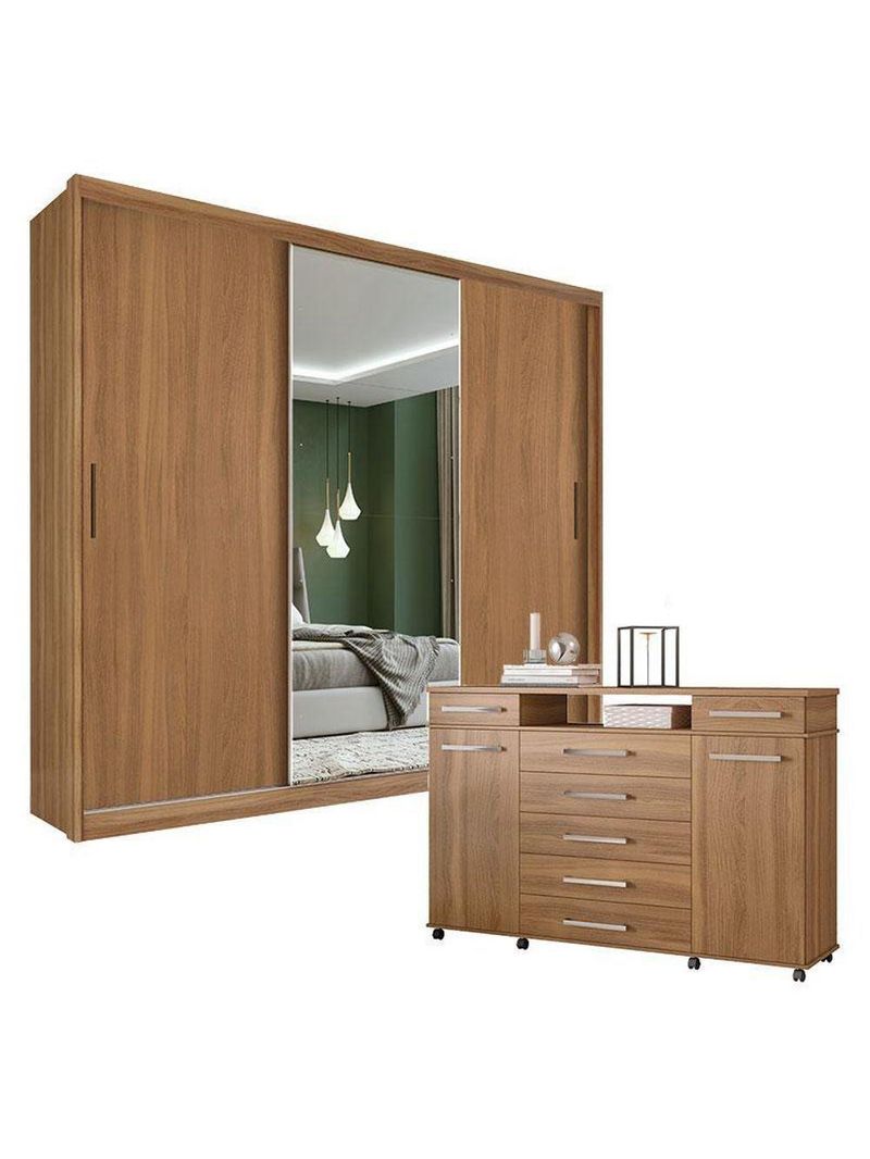 Cômoda London E Guarda Roupa Casal Dalila 32215 Amendola Off White Flex - Demóbile