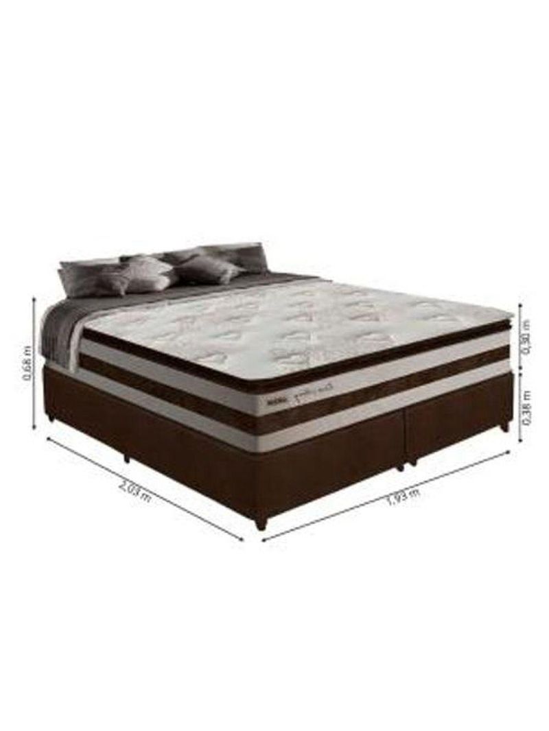 Box + Colchão de Molas Ensacadas Love Story Gazin 1,93m King Branco/Marrom