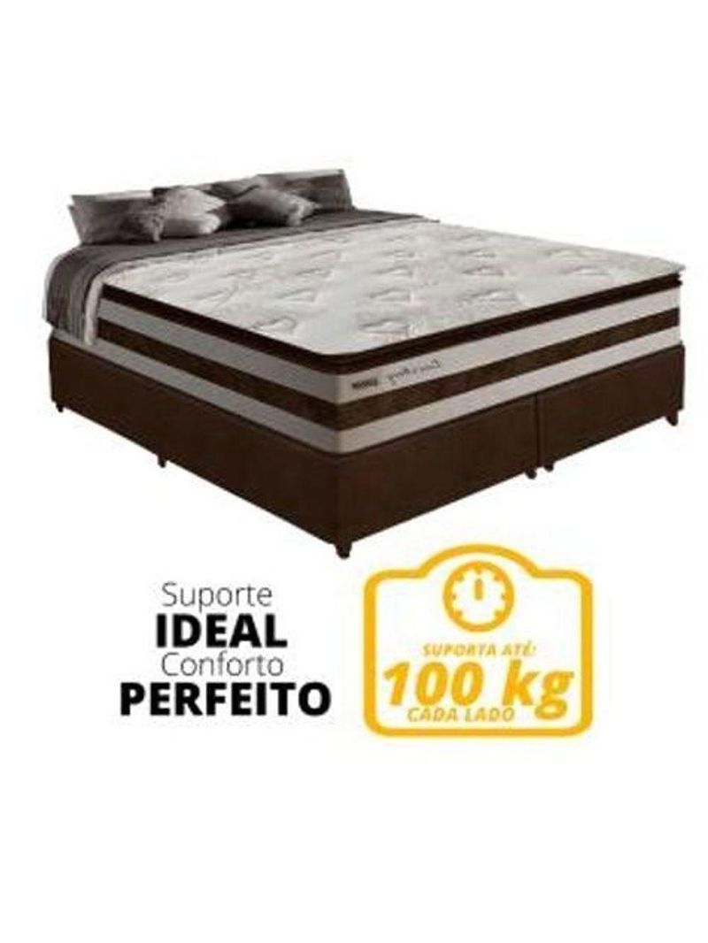 Box + Colchão de Molas Ensacadas Love Story Gazin 1,93m King Branco/Marrom