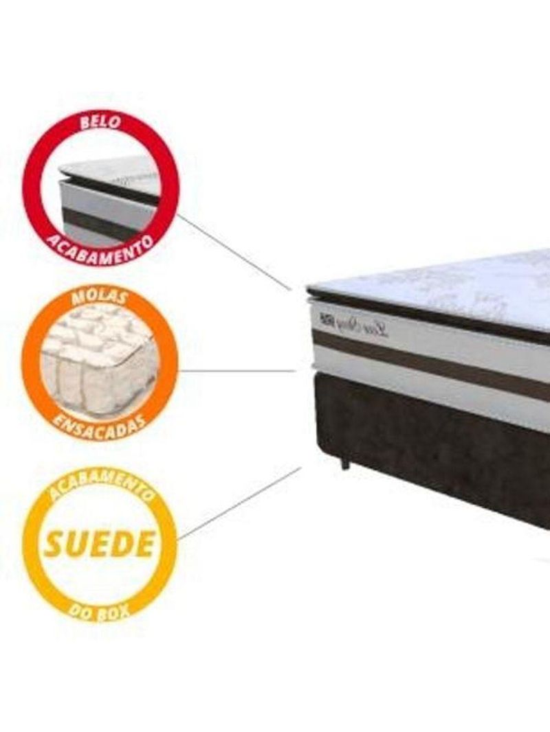Box + Colchão de Molas Ensacadas Love Story Gazin 1,93m King Branco/Marrom