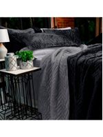 Cobertor Buettner Queen Flannel Plush 100% Poliéster Dupla Face 240mx260m Preto / Metal Escuro