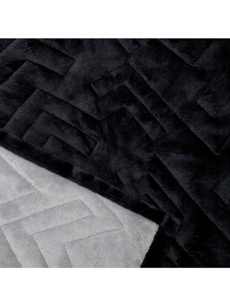 Cobertor Buettner Queen Flannel Plush 100% Poliéster Dupla Face 240mx260m Preto / Metal Escuro