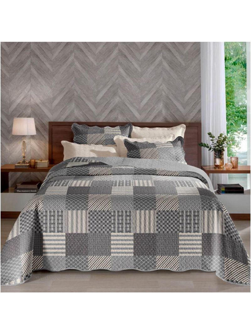 Cobre Leito Buettner Solteiro Microfibra Renove Estampado Áustria 2 Peças – Cinza