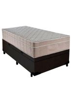 Cama Box Baú Suede Solteiro + Colchão SerenePrime Molas Ensacadas 88x188x69cm Cor: Preto