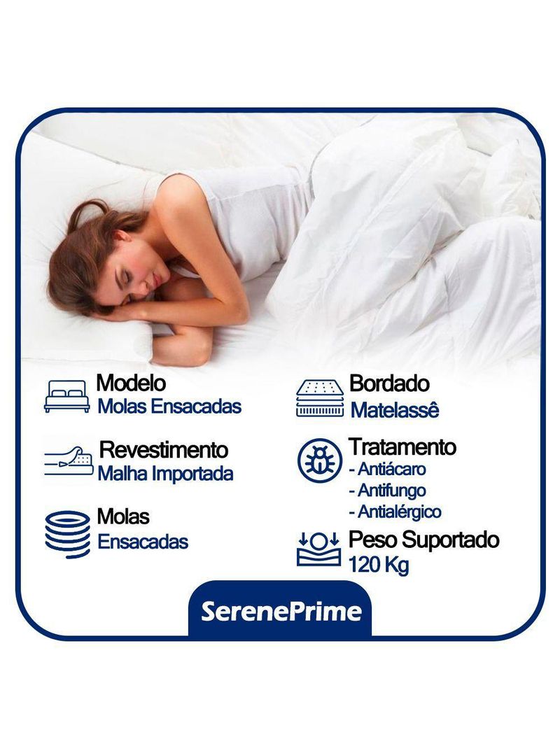 Cama Box Baú Suede Solteiro + Colchão SerenePrime Molas Ensacadas 88x188x69cm Cor: Preto