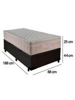 Cama Box Baú Suede Solteiro + Colchão SerenePrime Molas Ensacadas 88x188x69cm Cor: Preto