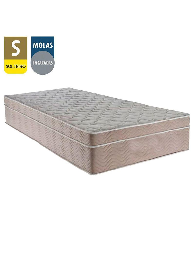 Cama Box Baú Suede Solteiro + Colchão SerenePrime Molas Ensacadas 88x188x69cm Cor: Preto