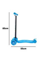 Patinete Regulável Infantil 4 Rodinhas Com Led Para Crianças Até 60kg Azul