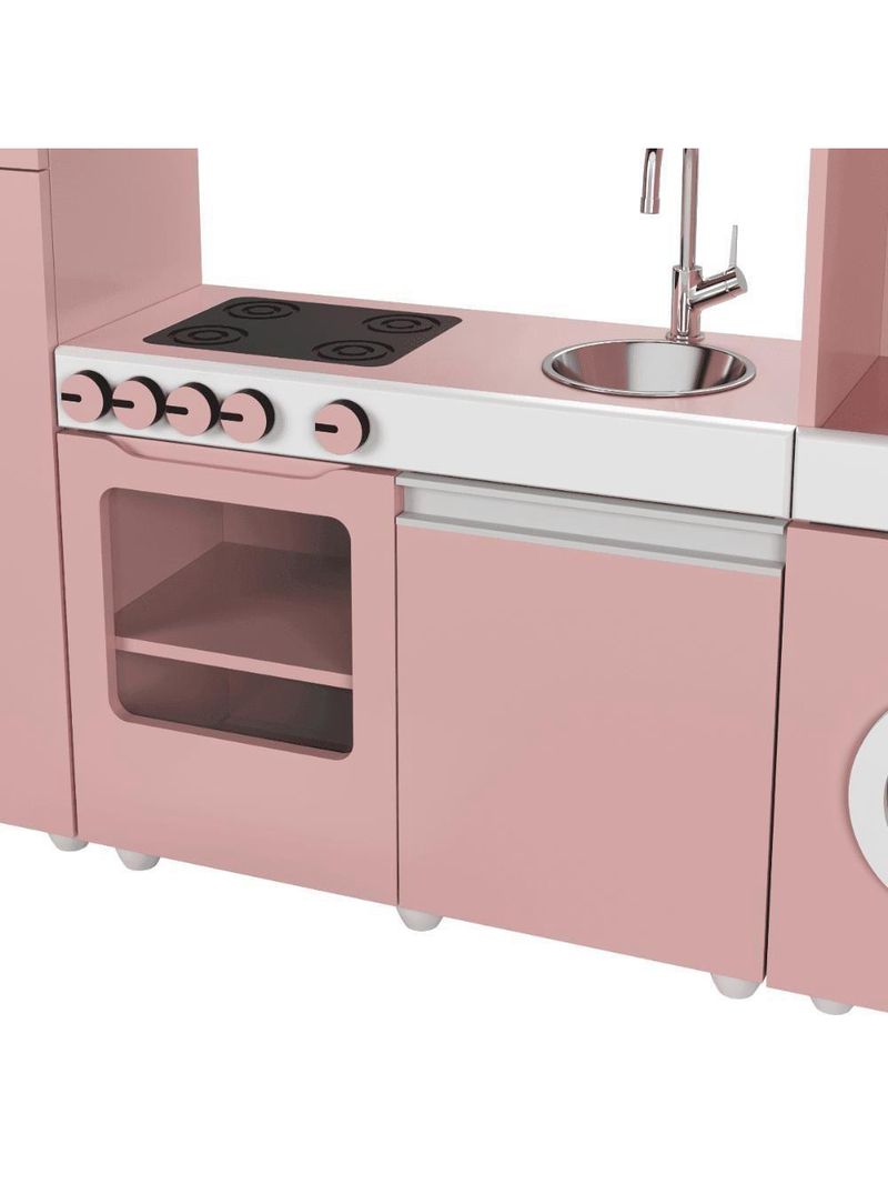 Cozinha Infantil Luli C/ Refrigerador, Fogão, Micro-ondas, Máq Lavar/tabua Passar Rose