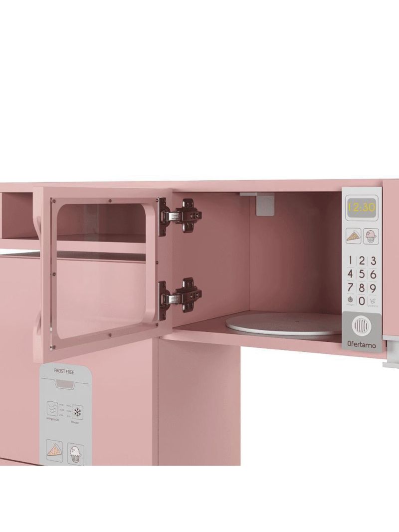 Cozinha Infantil Luli C/ Refrigerador, Fogão, Micro-ondas, Máq Lavar/tabua Passar Rose