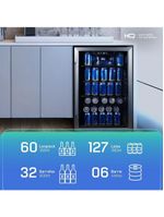 Cervejeira Expositor Vertical HQ Vidro Duplo 125 Litros Preta E Inox HQ-125CEVPV 220V