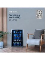 Cervejeira Expositor Vertical HQ Vidro Duplo 125 Litros Preta E Inox HQ-125CEVPV 220V