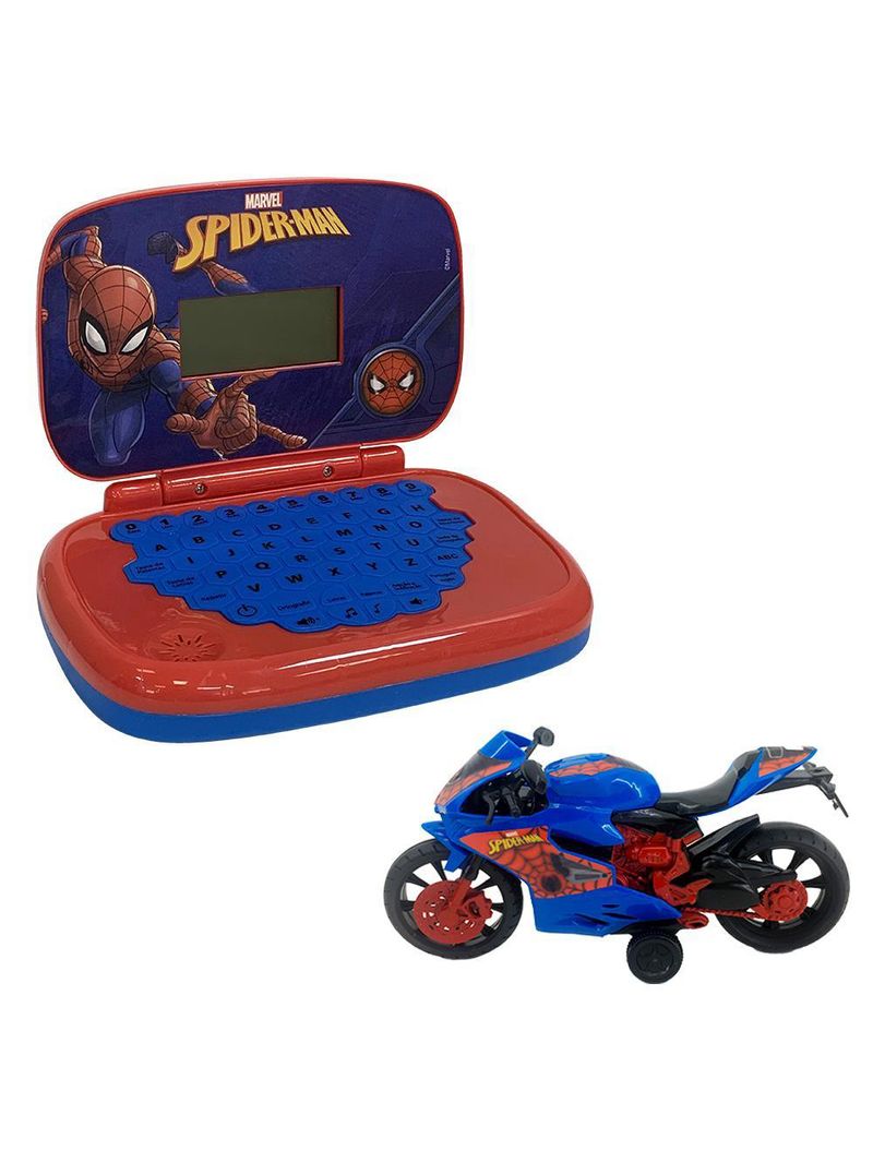 Kit Homem-Aranha – Laptop Infantil Bilíngue + Moto Roda Livre Webcycle
