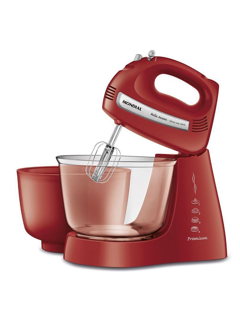 Batedeira Mondial Bella Massa Inox B-55-R – 127V – Vermelho/Inox