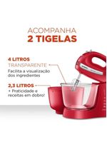 Batedeira Mondial Bella Massa Inox B-55-R – 127V – Vermelho/Inox