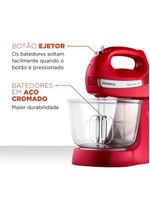 Batedeira Mondial Bella Massa Inox B-55-R – 127V – Vermelho/Inox