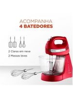 Batedeira Mondial Bella Massa Inox B-55-R – 127V – Vermelho/Inox