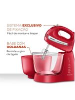 Batedeira Mondial Bella Massa Inox B-55-R – 127V – Vermelho/Inox