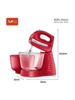 Batedeira Mondial Bella Massa Inox B-55-R – 127V – Vermelho/Inox