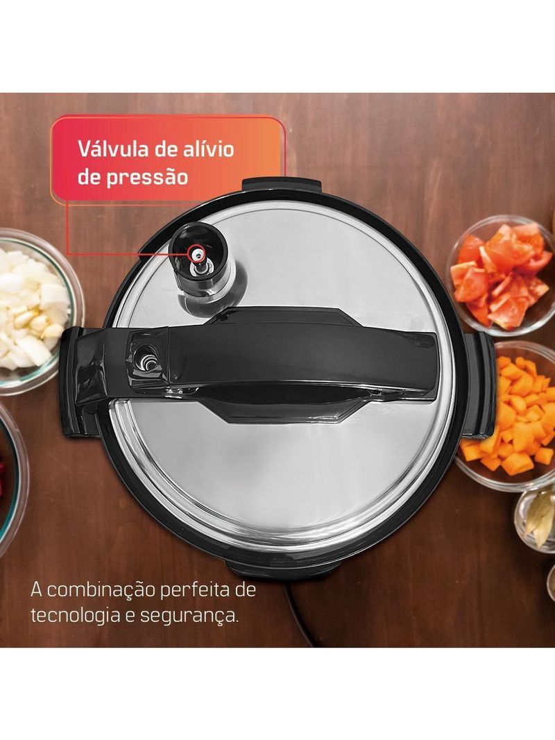 Panela De Pressão Elétrica Multifuncional Digital HQ 6L Inox HQ-Y6DI 110V