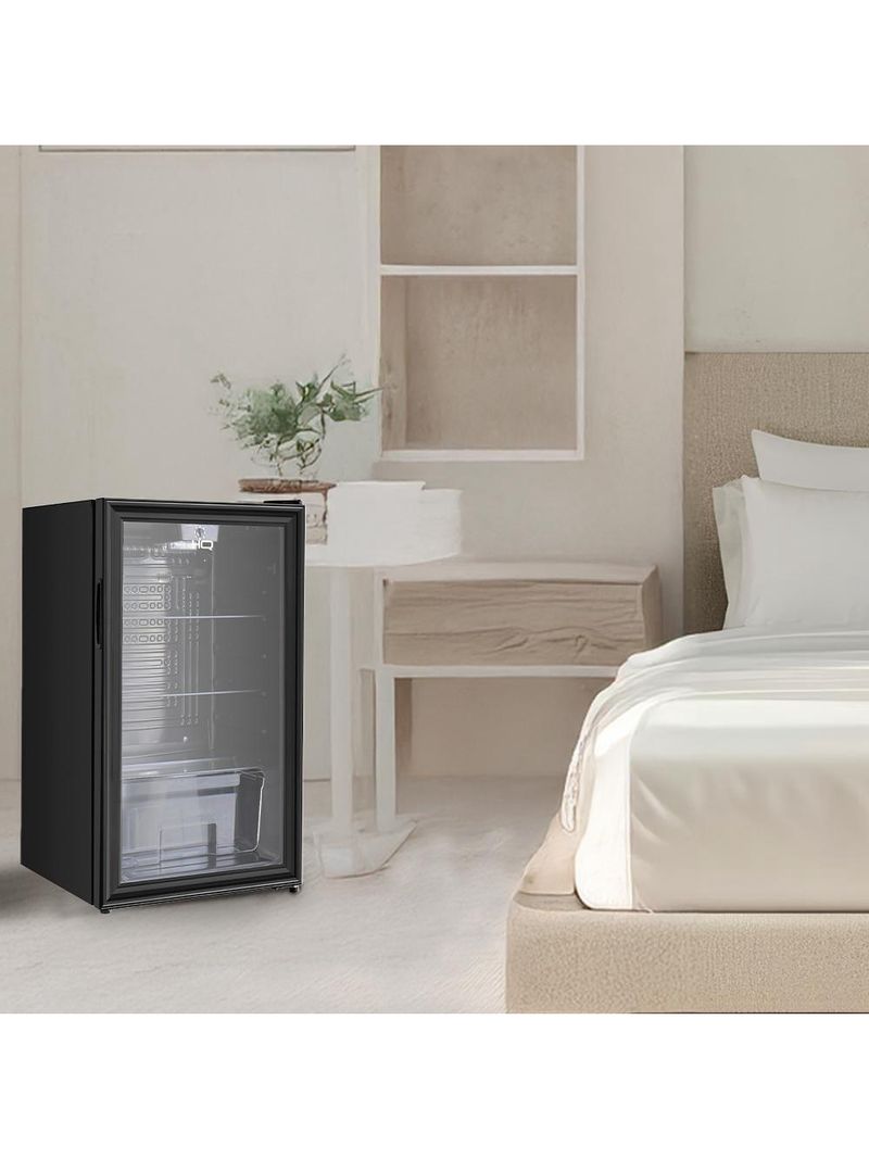 Frigobar Expositor Vertical HQ Vidro Duplo 95 Litros Preto HQ-95FBPV 220V