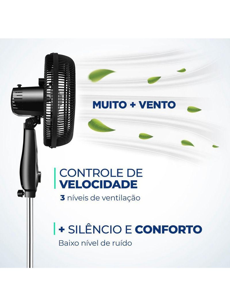 Ventilador Coluna Mondial - Turbo 06 Pás - Vt-30c-nb Vent 30cm Vt-30c-nb 127v/60hz Turbo Coluna