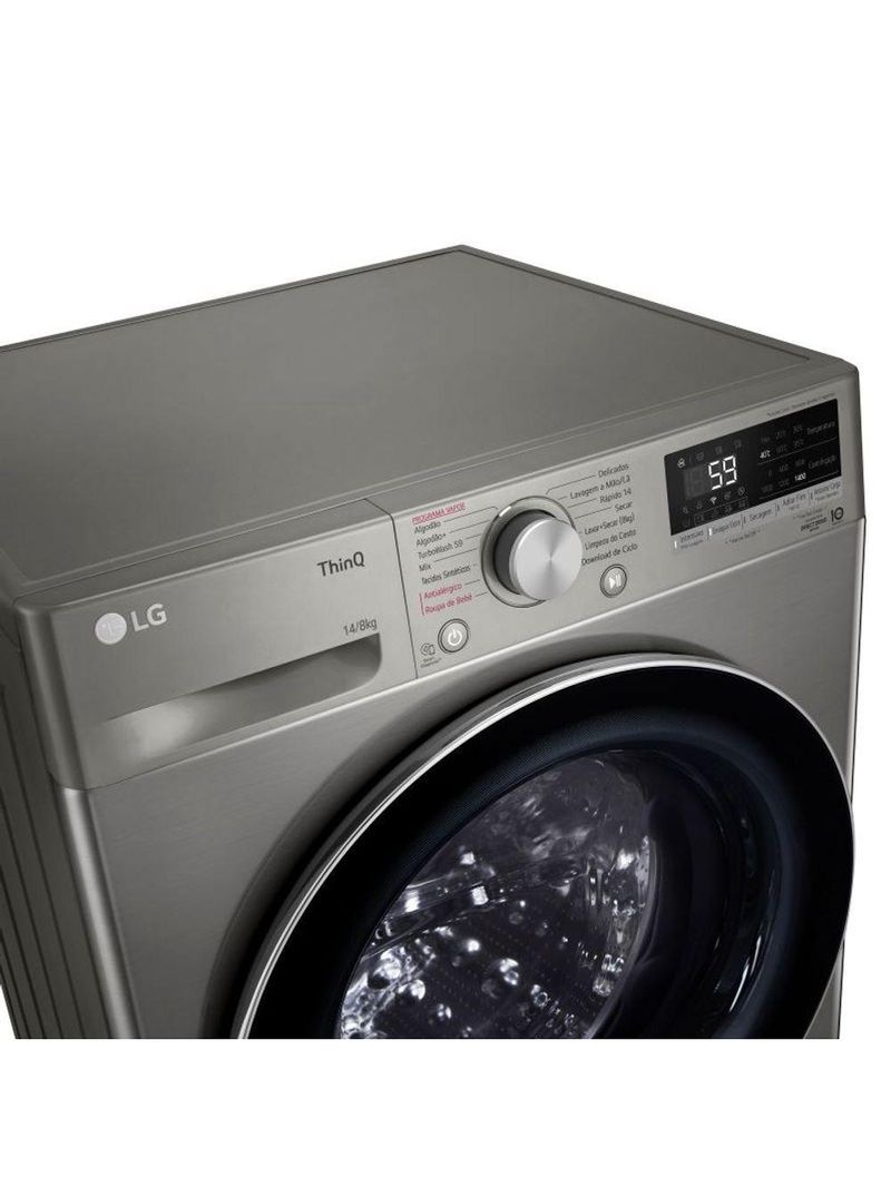 Lava e Seca Smart LG VC4 14kg Inox Look com Inteligência Artificial AI DD CV5014PC4 127V