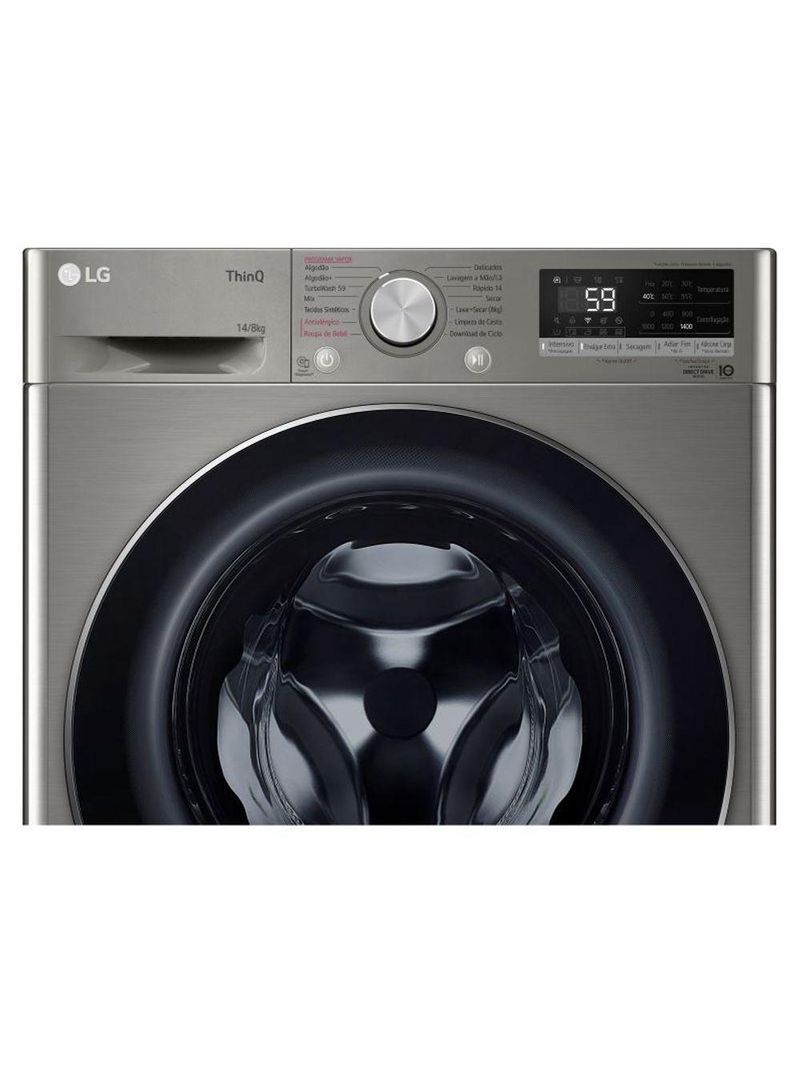Lava e Seca Smart LG VC4 14kg Inox Look com Inteligência Artificial AI DD CV5014PC4 127V