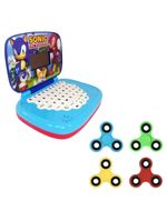Kit Laptop Infantil Educativo Candide Sonic Bilíngue + 1 Fidget Spinner Sortido