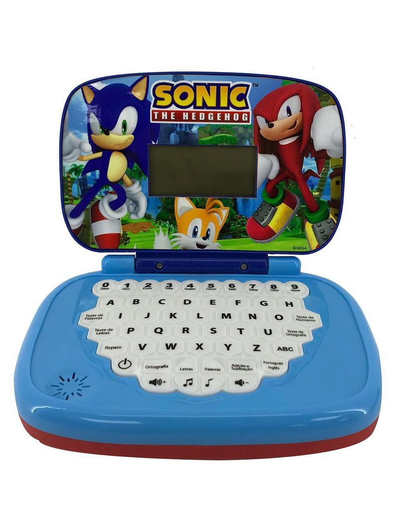 Kit Laptop Infantil Educativo Candide Sonic Bilíngue + 1 Fidget Spinner Sortido