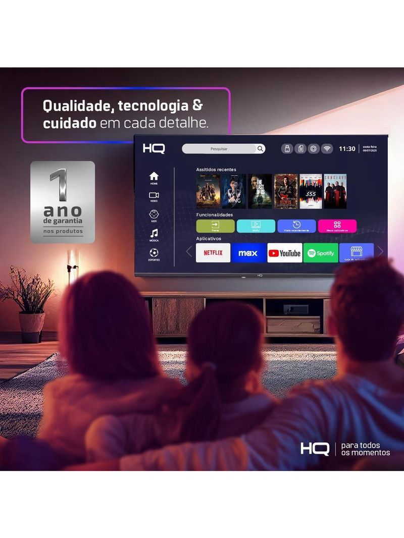 Smart Tv HQ 32 HD Tela Sem Bordas Sistema Android Design Slim HQS32NKHM Bivolt