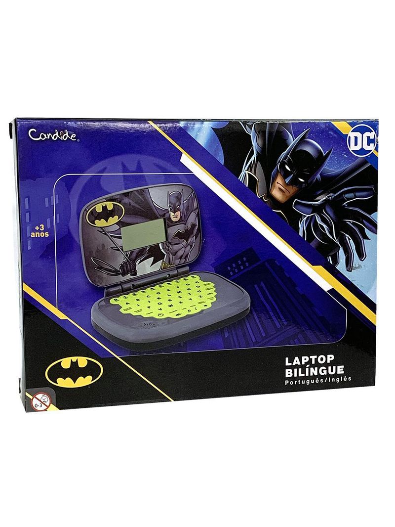Kit Laptop Infantil Educativo Candide Batman Bilíngue + 1 Fidget Spinner Sortido