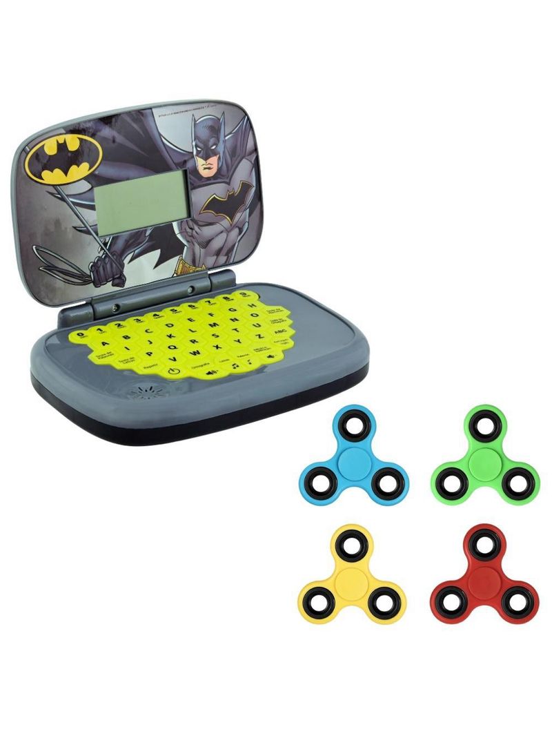 Kit Laptop Infantil Educativo Candide Batman Bilíngue + 1 Fidget Spinner Sortido