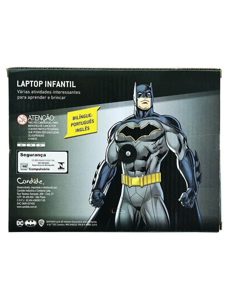 Kit Laptop Infantil Educativo Candide Batman Bilíngue + 1 Fidget Spinner Sortido