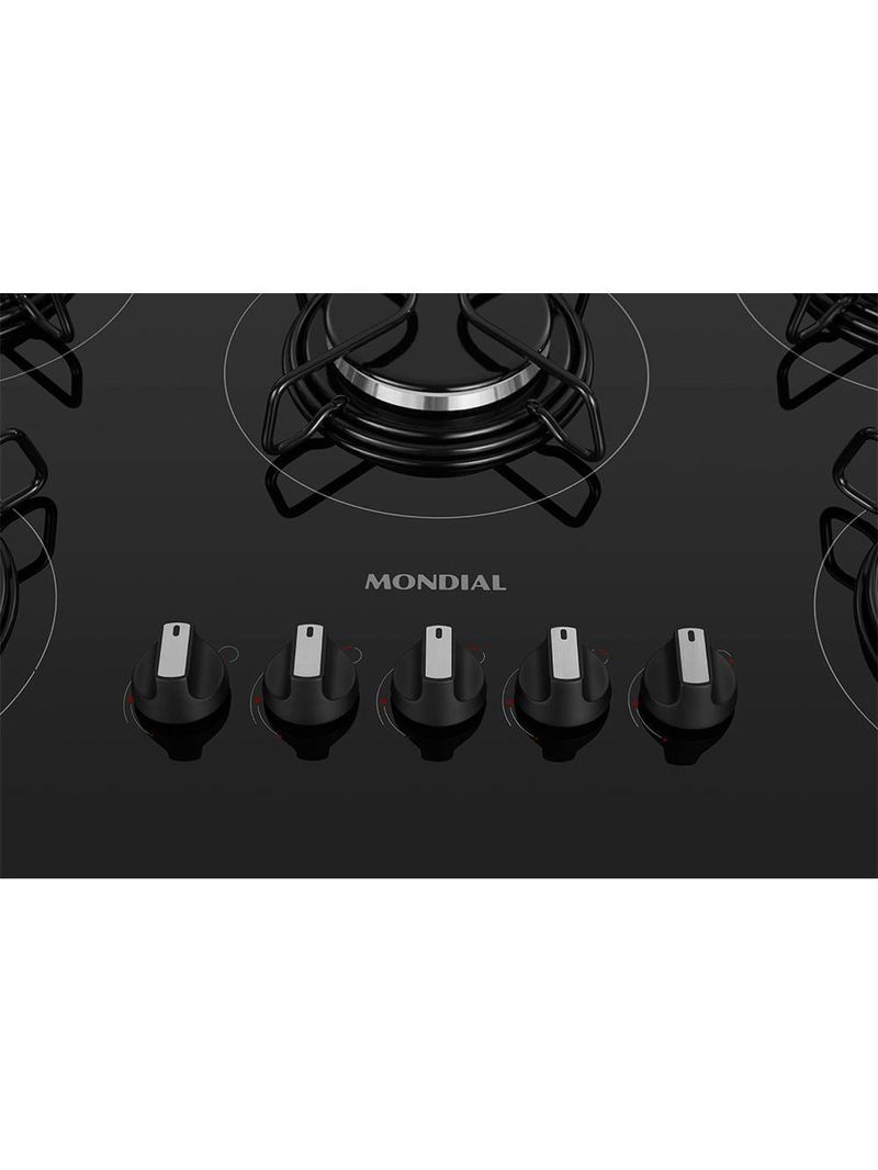 Cooktop A Gás 5 Bocas Mondial CTG-02 Preto/Prata - Bivolt