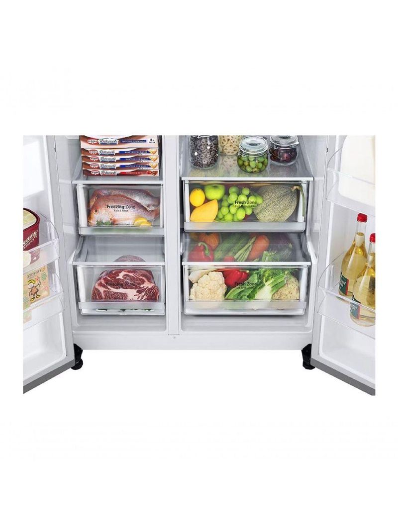 Geladeira Smart LG Side by Side UVnano 611L Motor Inverter GC-L257SLP1 220V