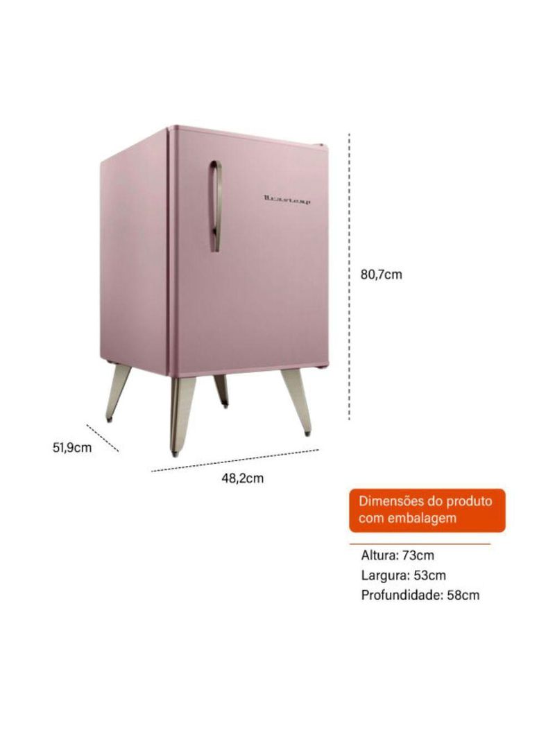 Frigobar Brastemp Retrô 76L Rosa 110V BRA08HOANA