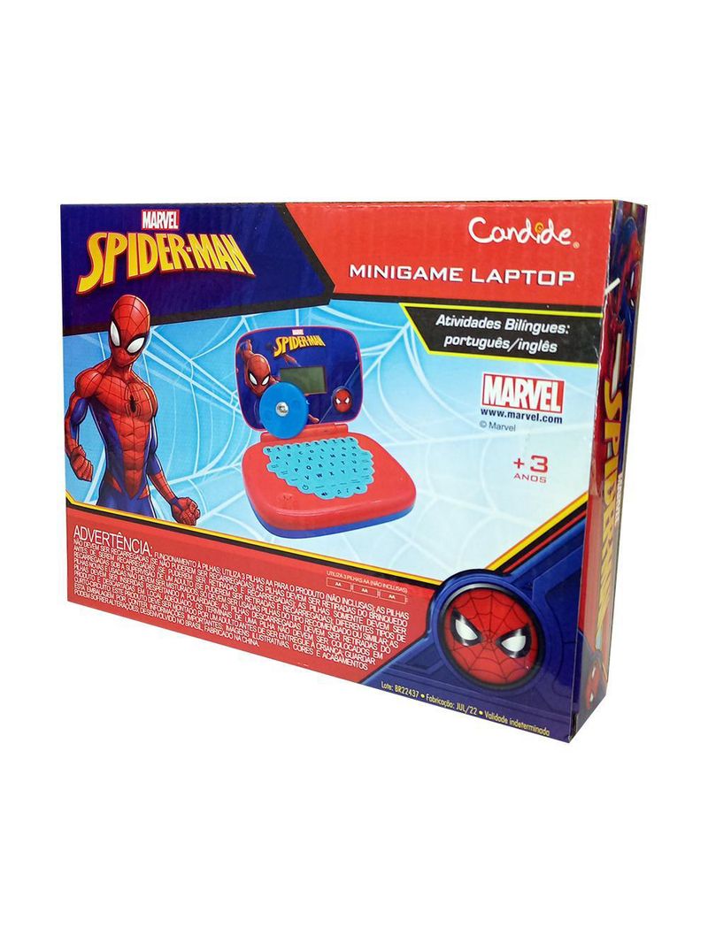 Kit homem-aranha - laptop infantil bilíngue + boombox karaoke