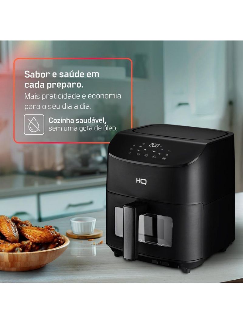 Fritadeira Sem Óleo Airfryer HQ 7 Litros Digital Com Visor Preto HQ-AF7LDL 110V