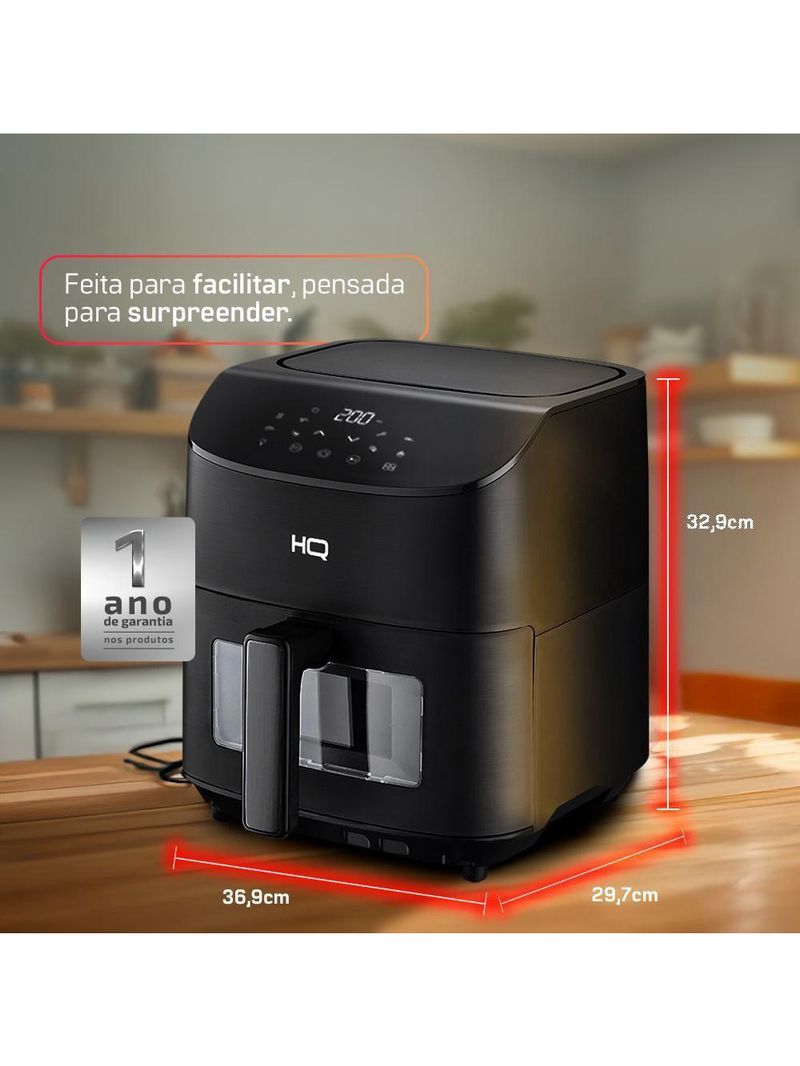 Fritadeira Sem Óleo Airfryer HQ 7 Litros Digital Com Visor Preto HQ-AF7LDL 110V