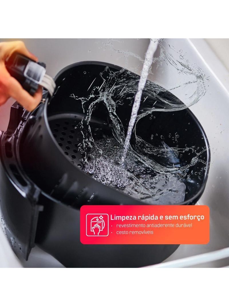 Fritadeira Sem Óleo Airfryer HQ 7 Litros Digital Com Visor Preto HQ-AF7LDL 110V