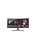 Monitor LG UltraWide Curvo Tela VA de 34” WQHD 3440 x 1440 21:9 sRGB 99% HDR10 PBP 100Hz AMD FreeSync 34WR50QC-B