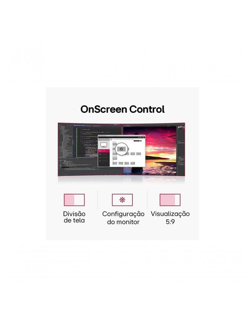 Monitor LG UltraWide Curvo Tela VA de 34” WQHD 3440 x 1440 21:9 sRGB 99% HDR10 PBP 100Hz AMD FreeSync 34WR50QC-B
